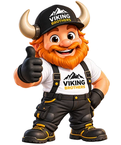 Maskot Viking Brothers, usměvavý viking se zdviženým palcem