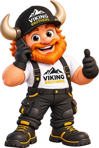 Maskot Viking Brothers telefonuje se zákazníkem